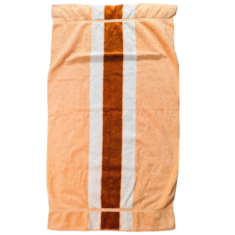 Fieldcrest Cannon Royal Velvet Vintage 3 Piece Towel Set Orange Rust Terry Cloth